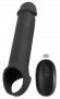 Черная вибронасадка для пениса с хомутом для мошонки и пультом ДУ Remote Controlled Penis Extension Черная вибронасадка для пениса с хомутом для мошонки и пультом ДУ Remote Controlled Penis Extension