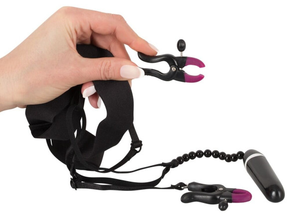 Женские вибростринги с зажимами для половых губ Spreader String with Vibrator