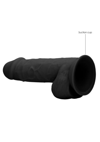 Черный фаллоимитатор Realistic Cock With Scrotum - 21,5 см. Черный фаллоимитатор Realistic Cock With Scrotum - 21,5 см.