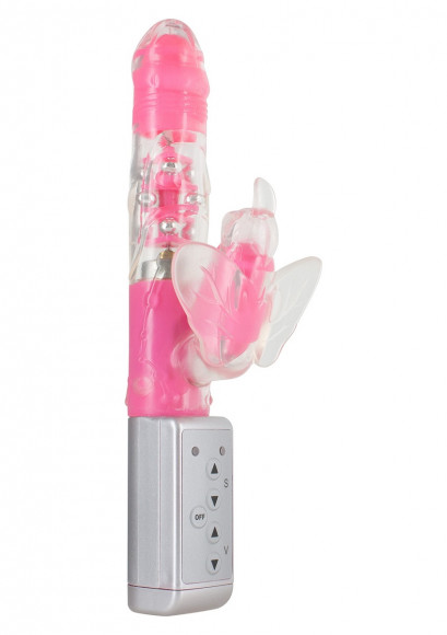 Розовый Hi-tech вибратор Funky Butterfly Pink - 22 см.