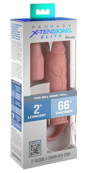 Телесная насадка-удлинитель 2 Inch Silicone X-tension with Strap - 20,3 см. Телесная насадка-удлинитель 2 Inch Silicone X-tension with Strap - 20,3 см.