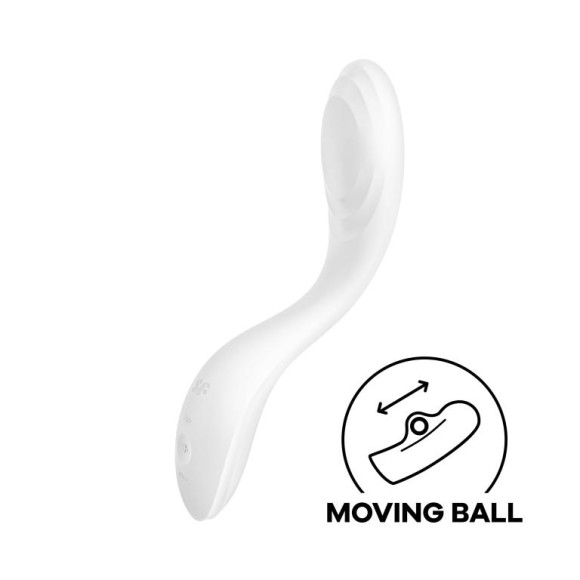 Белый вибромассажер Rrrolling Pleasure с движущимся шариком - 23 см. Белый вибромассажер Rrrolling Pleasure с движущимся шариком - 23 см.