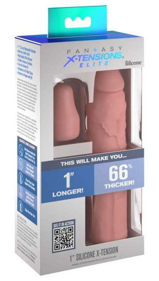 Телесная насадка-удлинитель 1 Inch Silicone X-tension - 17,8 см. Телесная насадка-удлинитель 1 Inch Silicone X-tension - 17,8 см.