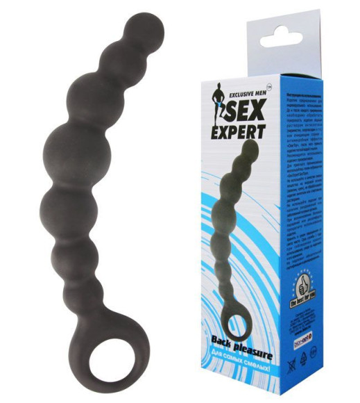 Чёрная анальная цепочка Sex Expert - 15 см. Чёрная анальная цепочка Sex Expert - 15 см.