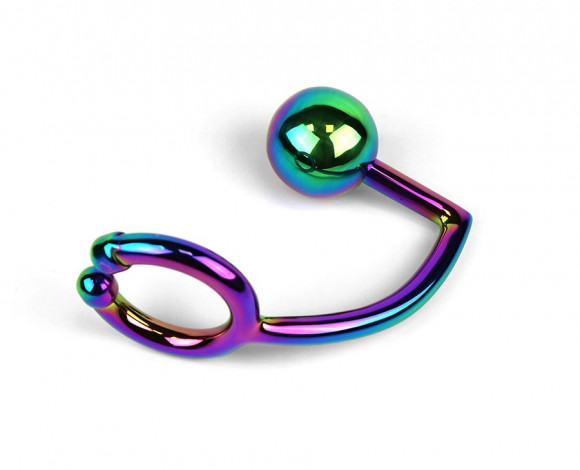 Радужное эрекционное кольцо с анальным плагом Rainbow Horse Shoe Ring with 40mm Diameter Ball Радужное эрекционное кольцо с анальным плагом Rainbow Horse Shoe Ring with 40mm Diameter Ball