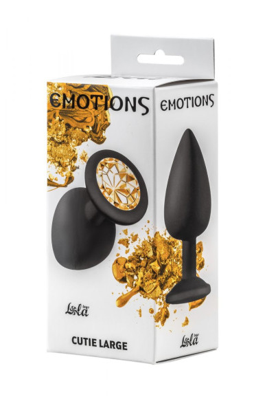 Чёрная анальная пробка Emotions Cutie Large с желтым кристаллом - 10 см. Чёрная анальная пробка Emotions Cutie Large с желтым кристаллом - 10 см.