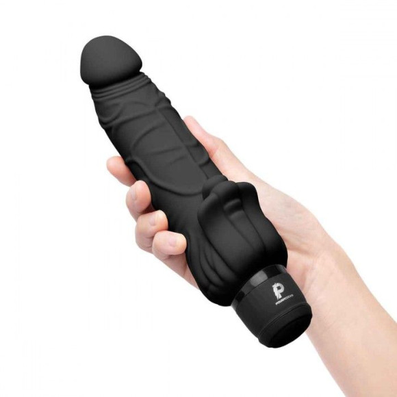Черный вибратор-реалистик с клиторальными лепестками 7 Realistic Vibrator - 21,5 см. Черный вибратор-реалистик с клиторальными лепестками 7 Realistic Vibrator - 21,5 см.