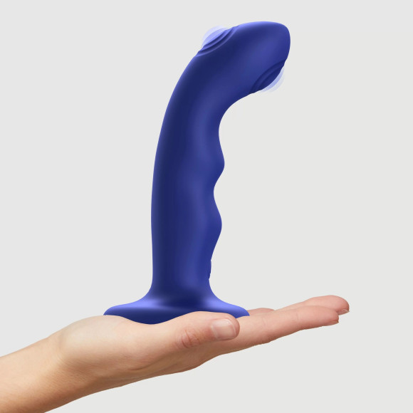 Синяя насадка-стимулятор Strap-On-Me Tapping Dildo Wave Синяя насадка-стимулятор Strap-On-Me Tapping Dildo Wave