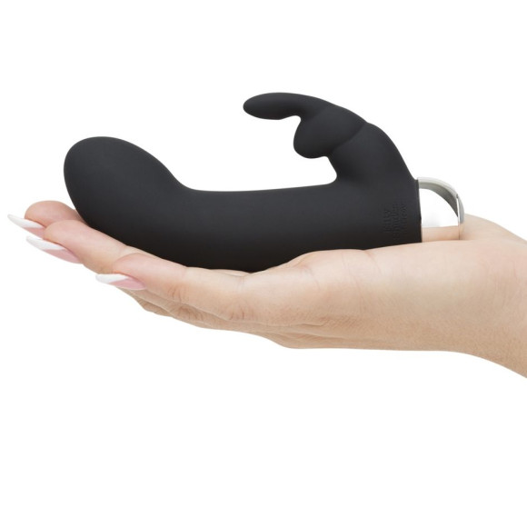 Черный вибратор с клиторальным отростком Greedy Girl Mini Rabbit Vibrator - 14 см. Черный вибратор с клиторальным отростком Greedy Girl Mini Rabbit Vibrator - 14 см.
