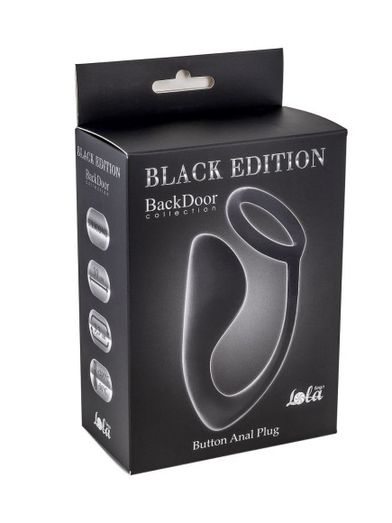 Чёрное эрекционное кольцо с анальной пробкой Button Anal Plug Чёрное эрекционное кольцо с анальной пробкой Button Anal Plug