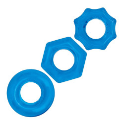 Комплект из трех голубых колец для эрекции 3-Pack Nuts & Bolts Stretch Cock Ring Set Комплект из трех голубых колец для эрекции 3-Pack Nuts & Bolts Stretch Cock Ring Set