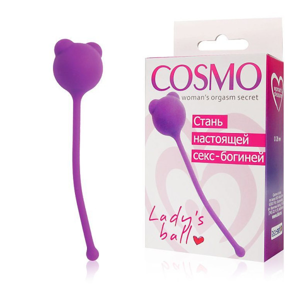 Фиолетовый вагинальный шарик с ушками Cosmo Фиолетовый вагинальный шарик с ушками Cosmo