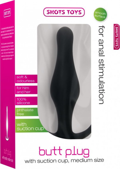 Чёрная анальная пробка Butt Plug with Handle Medium - 12,6 см. Чёрная анальная пробка Butt Plug with Handle Medium - 12,6 см.