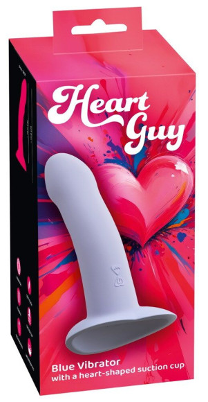 Голубой вибростимулятор на присоске Heart Guy - 17 см. Голубой вибростимулятор на присоске Heart Guy - 17 см.