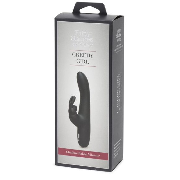 Черный вибратор с клиторальным отростком Greedy Girl Slimline Rabbit Vibrator - 22,8 см. Черный вибратор с клиторальным отростком Greedy Girl Slimline Rabbit Vibrator - 22,8 см.