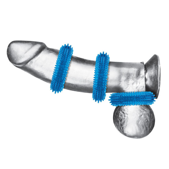 Комплект из трех голубых колец для эрекции 3-Pack Ultra-Stim Stretch Cock Rings Комплект из трех голубых колец для эрекции 3-Pack Ultra-Stim Stretch Cock Rings