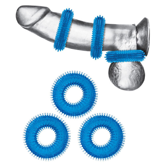 Комплект из трех голубых колец для эрекции 3-Pack Ultra-Stim Stretch Cock Rings Комплект из трех голубых колец для эрекции 3-Pack Ultra-Stim Stretch Cock Rings