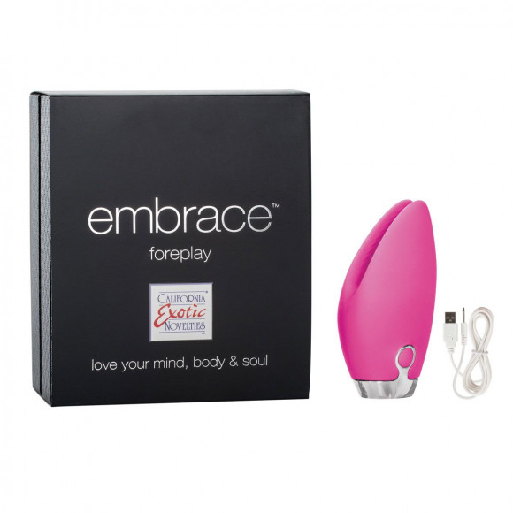 Розовый перезаряжаемый вибромассажер Embrace Foreplay