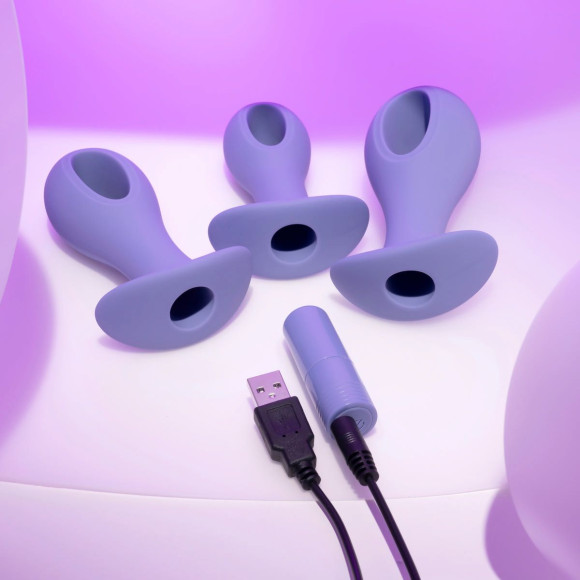 Набор из 3 анальных пробок с вибропулей Hole Punch Plug Set