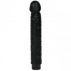 Черный вибратор Quivering Cock - 21,5 см.