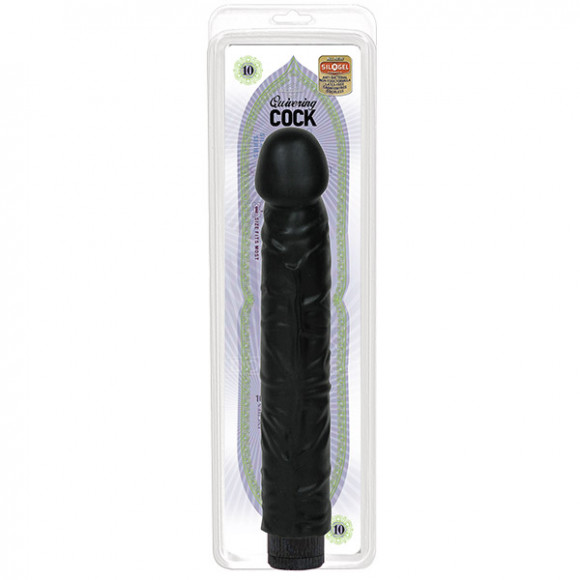 Черный вибратор Quivering Cock - 21,5 см. Черный вибратор Quivering Cock - 21,5 см.