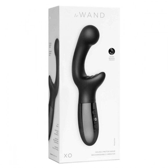 Черный вибромассажер с двумя моторами Le Wand XO - 19 см. Черный вибромассажер с двумя моторами Le Wand XO - 19 см.