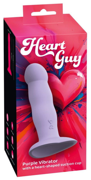 Сиреневый вибростимулятор на присоске Heart Guy - 19,5 см. Сиреневый вибростимулятор на присоске Heart Guy - 19,5 см.