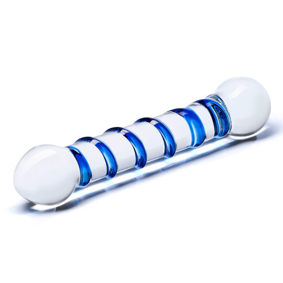 Прозрачный фаллос с голубой спиралью Spiral Dildo - 17 см.