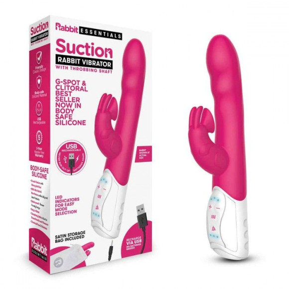 Розовый вибромассажер с клиторальной стимуляцией Clitoral Suction Rabbit - 24,5 см. Розовый вибромассажер с клиторальной стимуляцией Clitoral Suction Rabbit - 24,5 см.