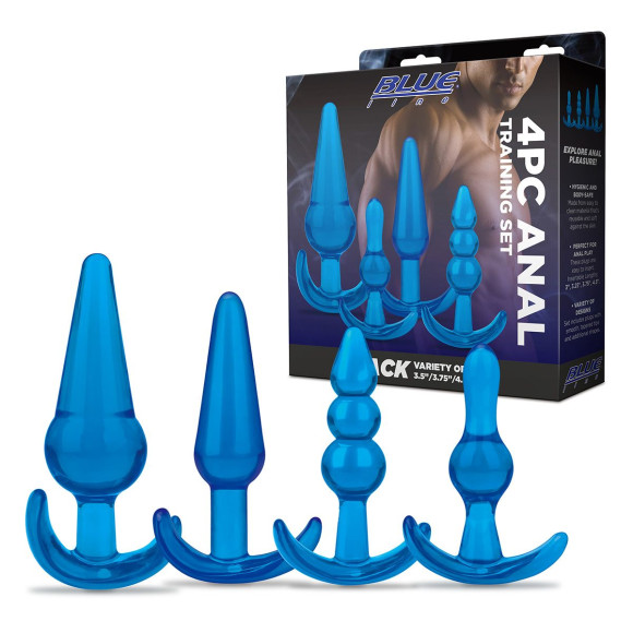 Тренировочный набор из 4 голубых анальных плагов Anal Training Set Тренировочный набор из 4 голубых анальных плагов Anal Training Set