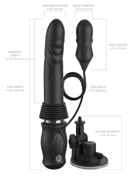 Черный автоматический вибромассажер с вибропулей Ultimate Silicone Thruster Черный автоматический вибромассажер с вибропулей Ultimate Silicone Thruster