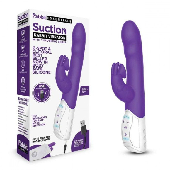 Фиолетовый вибромассажер с клиторальной стимуляцией Clitoral Suction Rabbit - 24,5 см. Фиолетовый вибромассажер с клиторальной стимуляцией Clitoral Suction Rabbit - 24,5 см.
