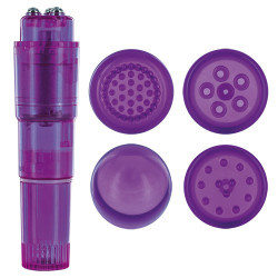 Фиолетовая виброракета с 4 насадками MULTI STIMULATOR CANDY PIE PURPLE PULSY