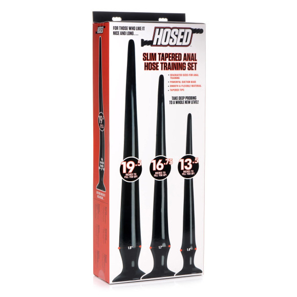 Набор из 3 черных больших гибких анальных стимуляторов Slim Tapered Anal Hose Trainer Set Набор из 3 черных больших гибких анальных стимуляторов Slim Tapered Anal Hose Trainer Set