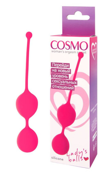 Розовые двойные вагинальные шарики Cosmo с хвостиком для извлечения Розовые двойные вагинальные шарики Cosmo с хвостиком для извлечения
