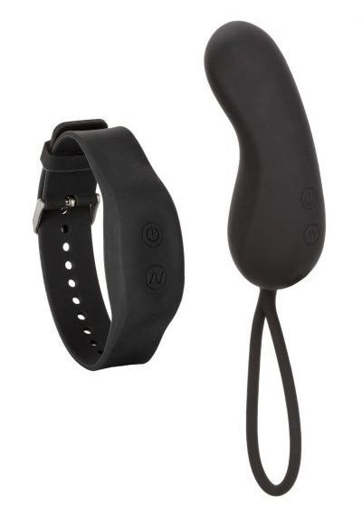 Черное виброяйцо с браслетом-пультом Wristband Remote Curve Черное виброяйцо с браслетом-пультом Wristband Remote Curve