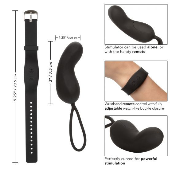 Черное виброяйцо с браслетом-пультом Wristband Remote Curve Черное виброяйцо с браслетом-пультом Wristband Remote Curve