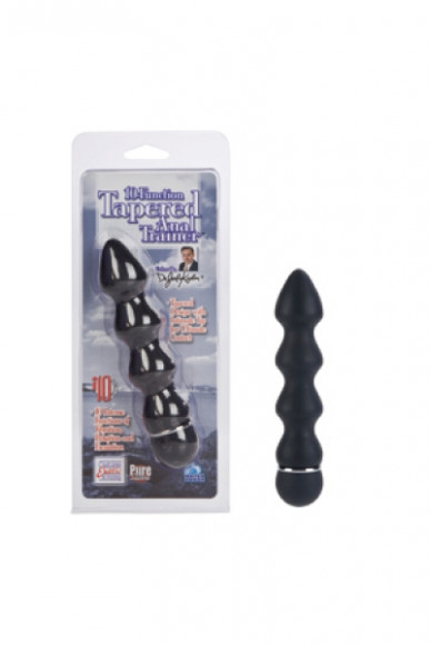 Анальная елочка 10-Function Tapered Anal Trainer рефленый с вибрацией черный Анальная елочка 10-Function Tapered Anal Trainer рефленый с вибрацией черный