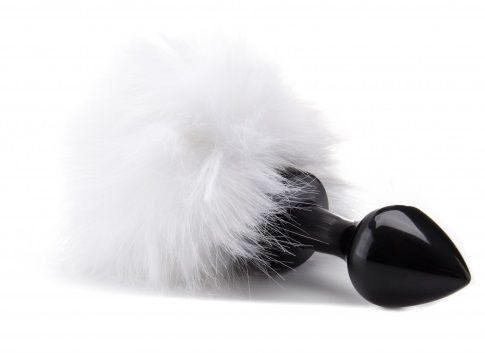 Чёрная анальная пробка Beginner Bunny Tail Buttplug с заячьим хвостиком