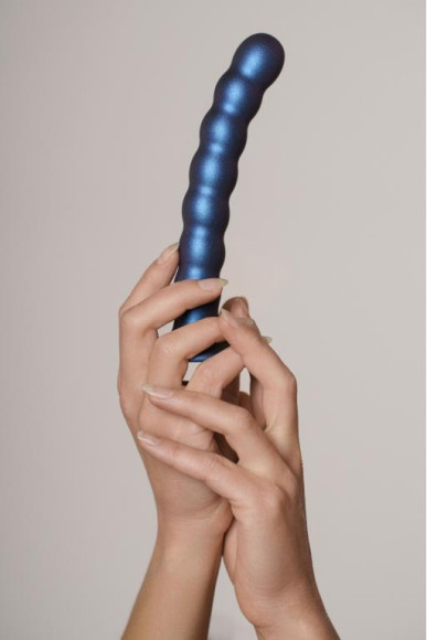 Синий фаллоимитатор Beaded G-Spot - 17 см. Синий фаллоимитатор Beaded G-Spot - 17 см.