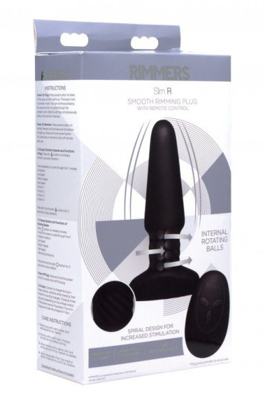 Черная анальная пробка Slim R Smooth Rimming Plug with Remote - 14 см. Черная анальная пробка Slim R Smooth Rimming Plug with Remote - 14 см.