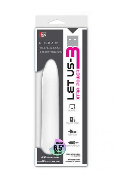 Белый классический вибратор с питанием от USB LET US-B VIBRATOR WHITE - 17 см. Белый классический вибратор с питанием от USB LET US-B VIBRATOR WHITE - 17 см.