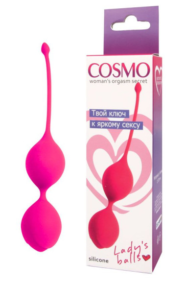 Розовые двойные вагинальные шарики с хвостиком Cosmo Розовые двойные вагинальные шарики с хвостиком Cosmo