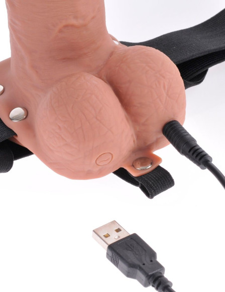 Кофейный перезаряжаемый вибрострапон 7 Hollow Rechargeable Strap-on with Balls - 20,3 см. Кофейный перезаряжаемый вибрострапон 7 Hollow Rechargeable Strap-on with Balls - 20,3 см.