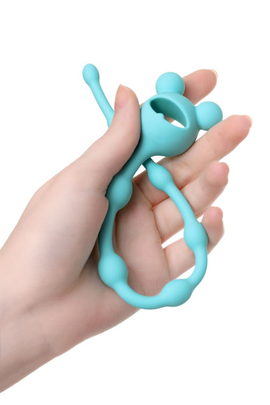 Мятная силиконовая анальная цепочка Froggy - 27,4 см. Мятная силиконовая анальная цепочка Froggy - 27,4 см.