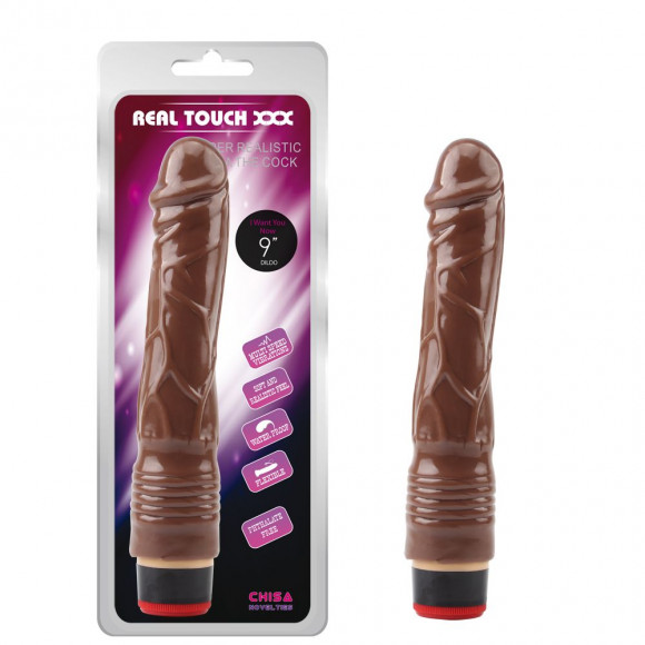 Коричневый вибратор-реалистик 9” Vibe Cock - 22,5 см. Коричневый вибратор-реалистик 9” Vibe Cock - 22,5 см.