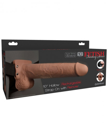 Кофейный перезаряжаемый фаллопротез 10 Hollow Strap-on with Remote - 21,6 см. Кофейный перезаряжаемый фаллопротез 10 Hollow Strap-on with Remote - 21,6 см.