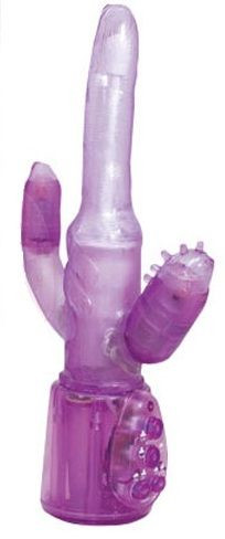 Фиолетовый вибромассажёр Double Shocker Purple с анальным и клиторальным отростками - 17,8 см. Фиолетовый вибромассажёр Double Shocker Purple с анальным и клиторальным отростками - 17,8 см.