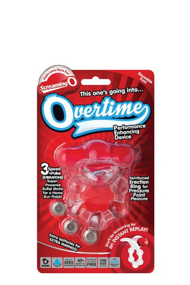Виброкольцо с язычком и красным виброэлементом Overtime Виброкольцо с язычком и красным виброэлементом Overtime