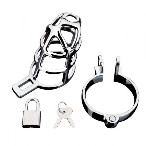 Серебристая металлическая клетка для члена с замком Enslave Cock Cage Серебристая металлическая клетка для члена с замком Enslave Cock Cage